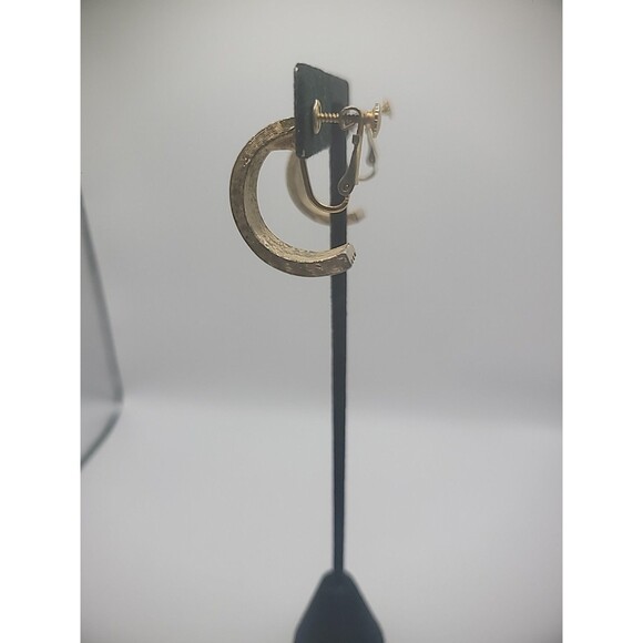 Vintage Napier Gold Tone Clip On Screw Back Earrings Womens Jewelry Costume - Picture 8 of 12